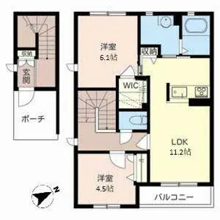 アトリエール 上中 A棟・B棟【2階】の間取り