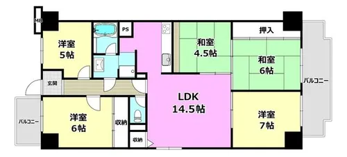 朝日プラザ千里北C棟【6階】の間取り