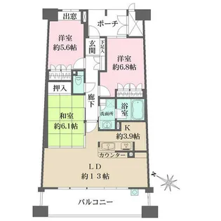 リーデンススクエア宝塚リバージュ【14階】の間取り