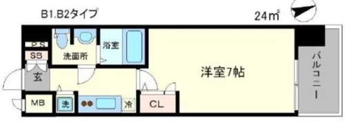 エスリード大阪城公園【2階】の間取り