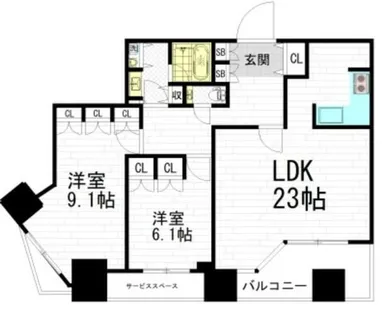夕陽丘イクス【8階】の間取り