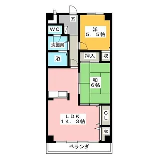 グランデージ藤山【3階】の間取り