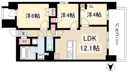 プレサンス名駅南ブリエ【0210号室】の間取り