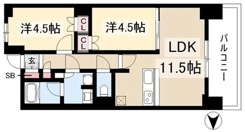 プレサンス名駅南ブリエ【2階】の間取り