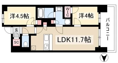 プレサンス名駅南ブリエ【0502号室】の間取り