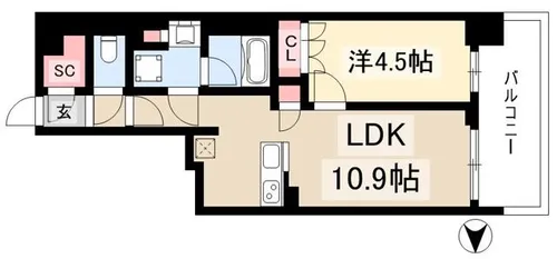 プレサンス名駅南ブリエ【6階】の間取り