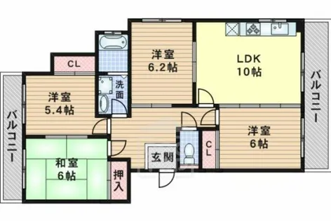 サンフレア千里丘【3階】の間取り
