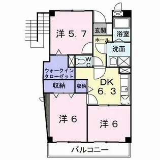 フォンテーヌ徳力【4階】の間取り
