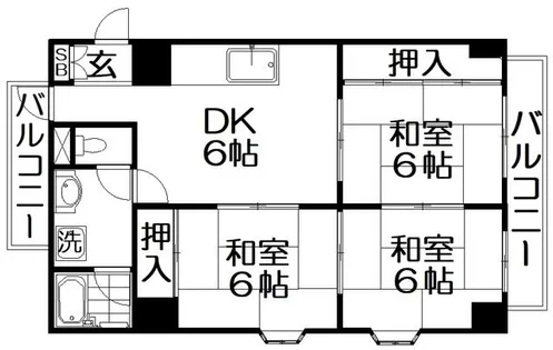 川島第20ビル枚方公園【8階】の間取り