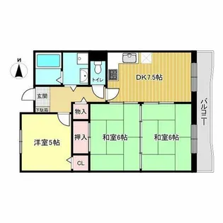 ドムール長居南館【503号室】の間取り