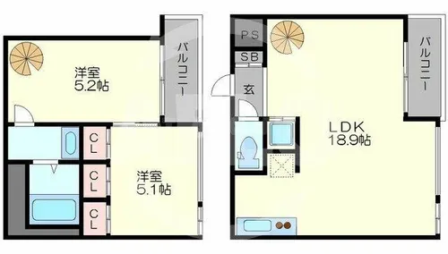 セイワ南堀江リバーレジデンスEAST【6階】の間取り