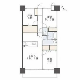 アルファスマート西国分2【1006号室】の間取り