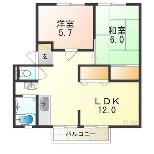 ヴィラージュ北野田A【2階】の間取り
