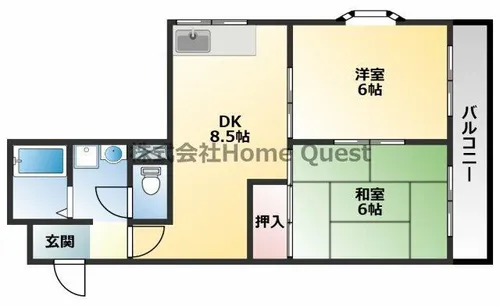 ビートル山本北D棟【3階】の間取り