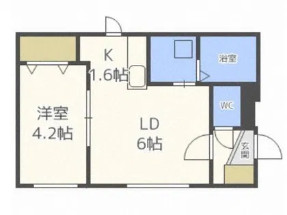 キューブ二十四軒4・4【2階】の間取り