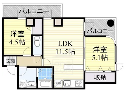 2LDKの間取り画像