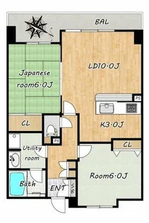 メロディーハイム同心パークウエスト【13階】の間取り