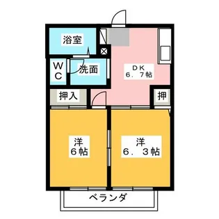 グリーンハイツ喜多山B棟【2階】の間取り