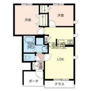 アトリエール 上中 C棟【C102号室】の間取り