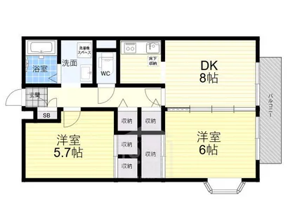 グリーンハイツ岸辺【1階】の間取り