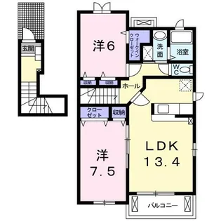 リベルテ道徳【2階】の間取り
