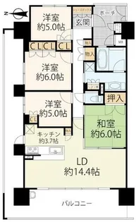 シャリエパークナード南草津【501号室】の間取り