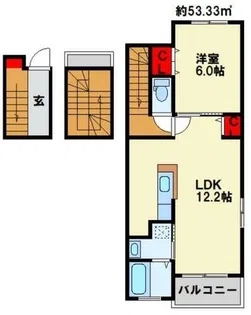 ランドコア陣山【3階】の間取り