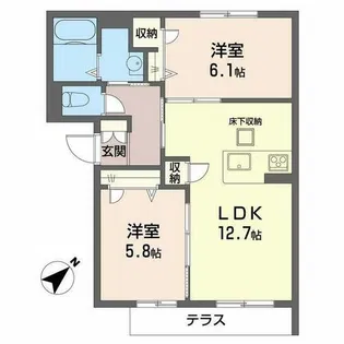 エフ・メゾン【1階】の間取り
