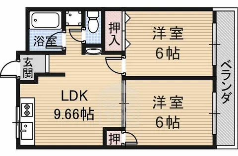 サンハイツ岸辺【5階】の間取り
