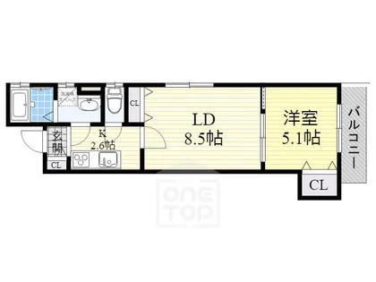 クリエオーレ別府【2階】の間取り