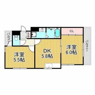 ハイム北夙川Ⅱ【1階】の間取り