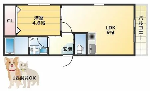 ディアコート守口A【3階】の間取り