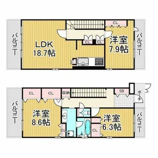 ナビールコート安井町【3階】の間取り