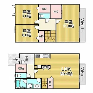 六麓荘ヒルズ F棟【1階】の間取り
