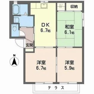 バリュージュ八反【0102号室】の間取り