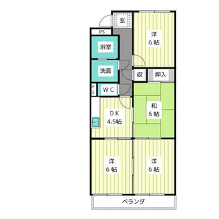 レジオン香流【3階】の間取り