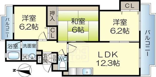 シャロームD【3階】の間取り