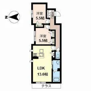 シャーメゾン沢之町【0102号室】の間取り