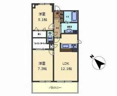 サニング・パレス【0103号室】の間取り