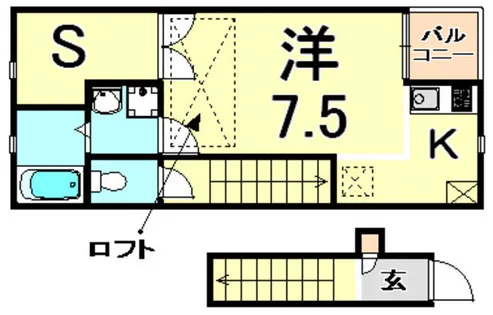 ルシェール東難波【2階】の間取り