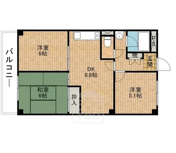 天王タウンハイツ【1階】の間取り