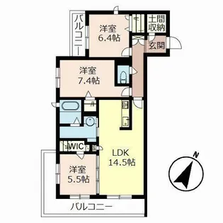 コモド夙川【0203号室】の間取り