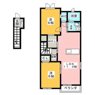 フォレ ウエストA【2階】の間取り
