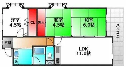 フロウスリーブ西村1番館【2階】の間取り