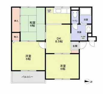 ニューリバーサイド八尾南B【3階】の間取り