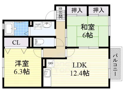 カサブランカ2【1階】の間取り
