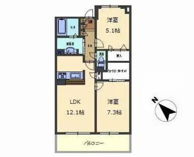 サニング・パレス【0206号室】の間取り