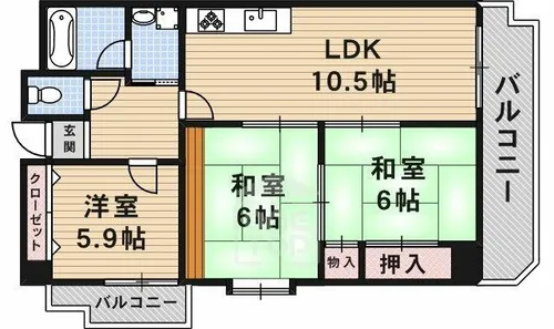 フローエンス吉田2【2階】の間取り