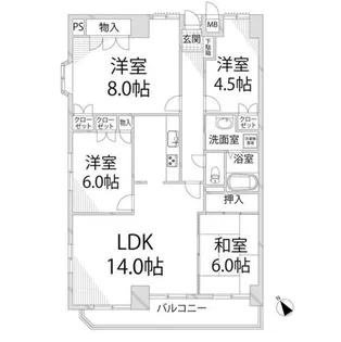 シャトレ北条【703号室】の間取り