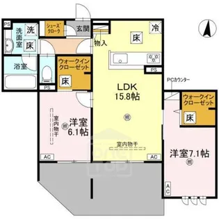 ロンジェヴィータ【1階】の間取り